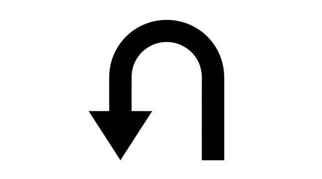 Black Arrow Symbol Pointing Down Minimalist Flat Design Vector Illustration