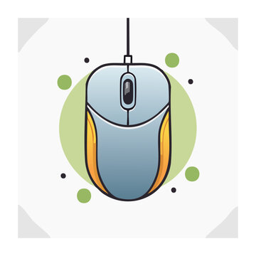 Flat design illustration of a wired computer mouse