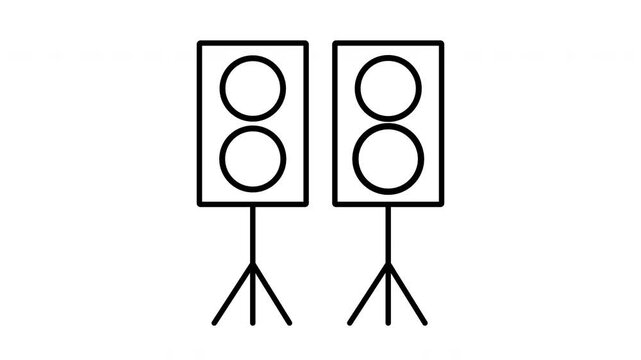 Simple Line Art Icons of Audio Equipment.