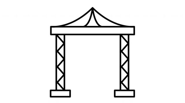 Simple Line Art of a Stage Truss Archway with Tent Top.