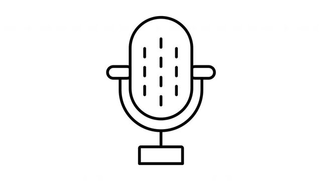 Simple Microphone Icon Line Art.
