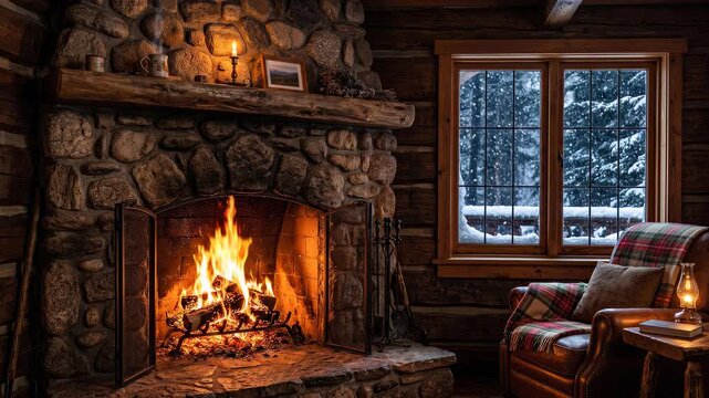 fireplace with christmas decorations