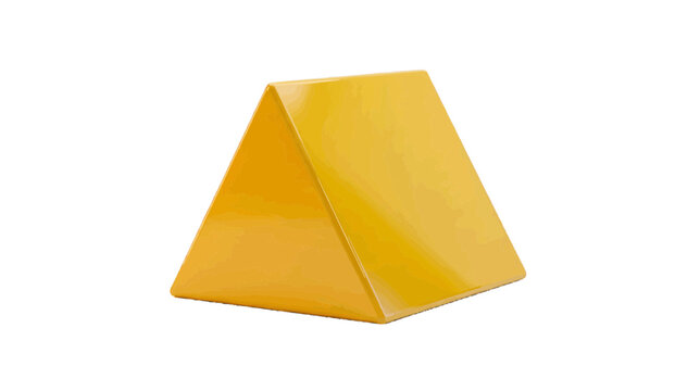 Vector illustration of yellow triangular prism block on a transparent background