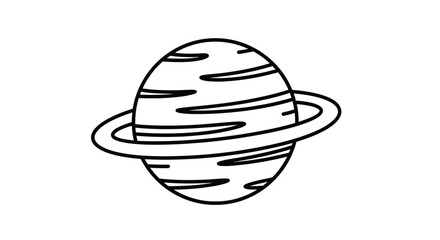 Fototapeta premium Minimalist line art illustration of a ringed planet icon. Celestial body from outer space, astronomy, and science concept vector.