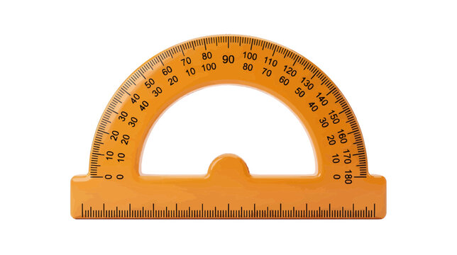 Vector illustration of orange protractor on a transparent background
