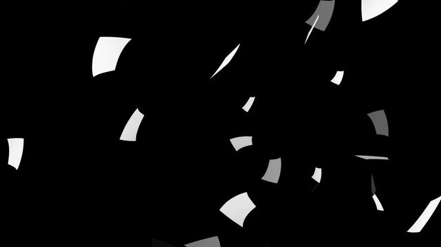 white paper animation black background. paper falling down animation. 