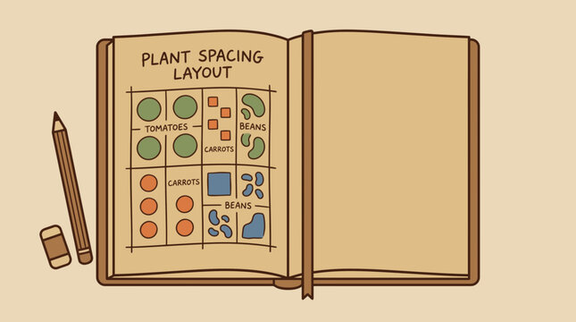 Garden Journal with Hand-Drawn Plant Spacing Layout