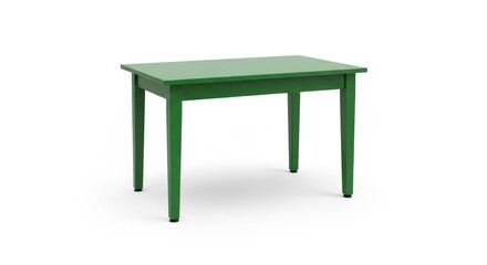 Fototapeta premium Green wooden rectangular dining table on white background.