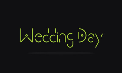 Fototapeta premium Wedding Day Futuristic Green Typography with Modern Geometric Tech Font Style on Black Background