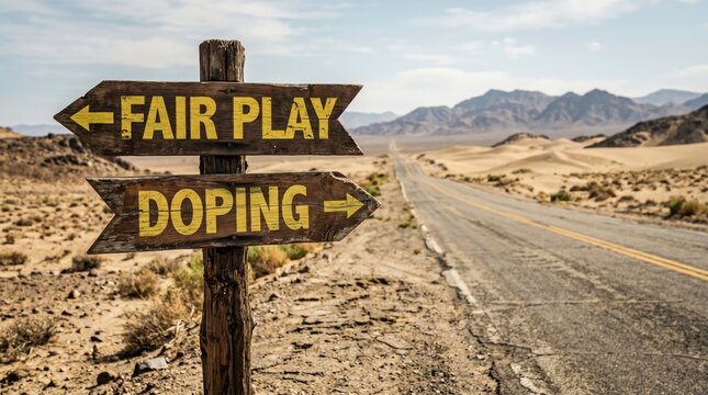 Wooden signpost in desert with fair play