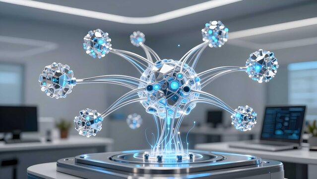 Modern technology and data architecture powered by artificial intelligence neural computing