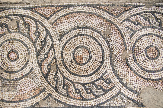 Intricate Roman Mosaic Floor Close-Up Damascus