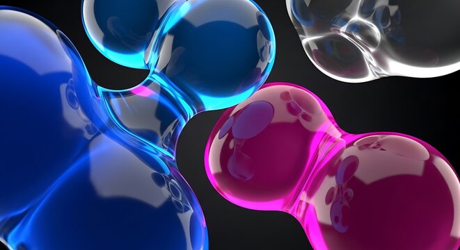 Colorful translucent molecular structure model.