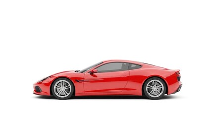 Naklejka premium Red luxury sports car isolated on white background.
