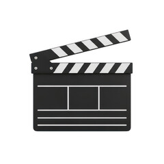 Fototapeta premium Black movie clapperboard icon for film production isolated on transparent background