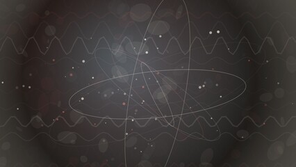 Abstract science and technology background with atom model and waves © suci