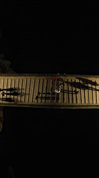 Night Mostar Bridge Overhead View