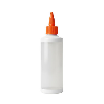 Empty plastic squeeze bottle with an orange cap isolated on transparent background