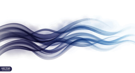 Naklejka premium Abstract blue flowing waves with dynamic motion on white background