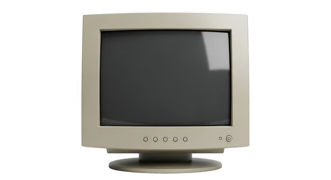Vintage beige computer monitor isolated on transparent background