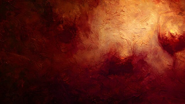 Abstract oil painting texture in deep red and warm gold for spiritual background