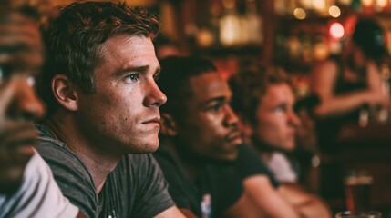 Obraz premium Sports Bar Fans Watching a Close Football Match
