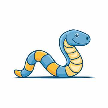 Cute Cartoon Blue and Yellow Striped Snake