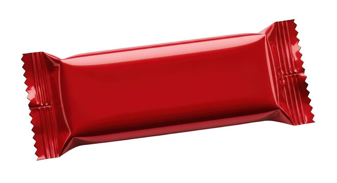 Blank red candy bar wrapper isolated on transparent background