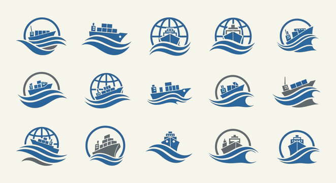 Collection of nautical and globe icons.