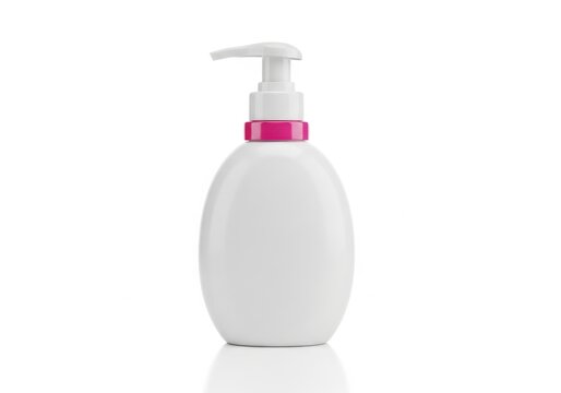 White cosmetic pump bottle for soap or lotion isolated on white background