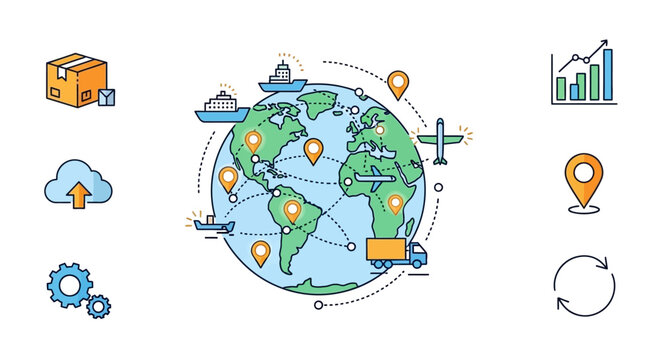 Global logistics and transportation network.