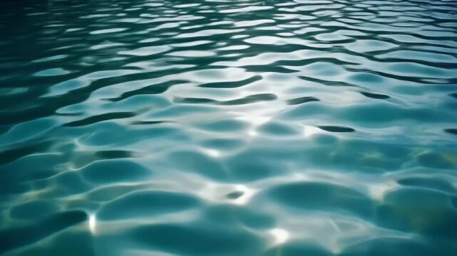 Close-up view of clear blue-green water surface with shimmering light reflections and gentle ripples creating an abstract pattern.