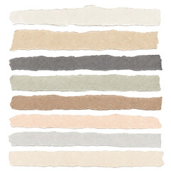 Fototapeta premium Set of Torn Paper Strips in Neutral Colors Isolated on Transparent Background