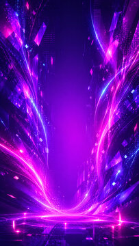 Futuristic Purple Pink Neon Energy Background Vertical