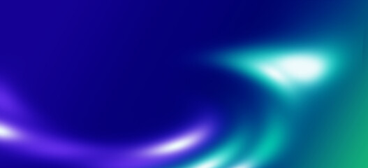 Obraz premium Smooth Liquid Swirl Aurora Backdrop, Minimalist Digital Teal and Violet Panoramic Cover with Copy Space