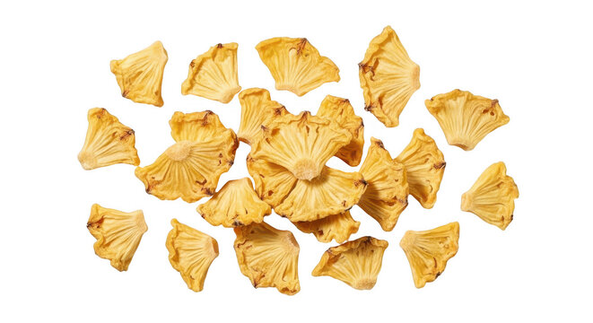 Dried pineapple slices isolated on transparent background