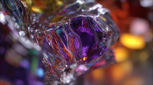 Iridescent, textured material refracts light in a dramatic,  abstract composition.