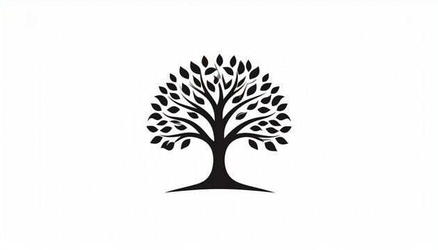 black tree logo with leaves on white background