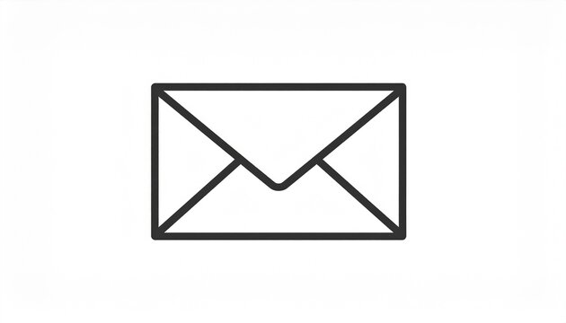 Simple black envelope icon on white background