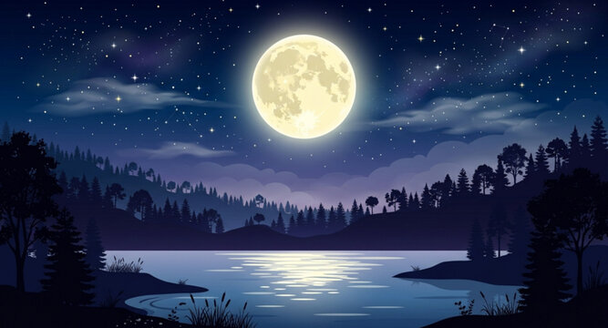 night landscape with moon