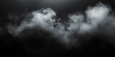 Dark smoke and fog swirling on black background © Robia