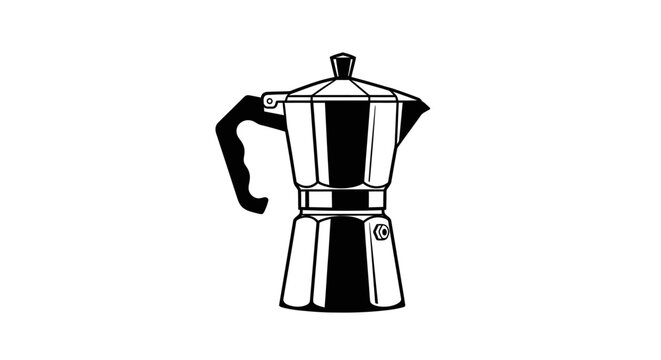 Classic Moka pot stovetop espresso maker illustration on white