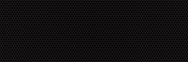 Grill mesh pattern with metal texture for speaker and micro hole background or seamless net by black grid and circle grate steel screen. © ahmad