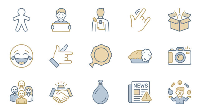 Collection of Simple Icons Representing Various Actions