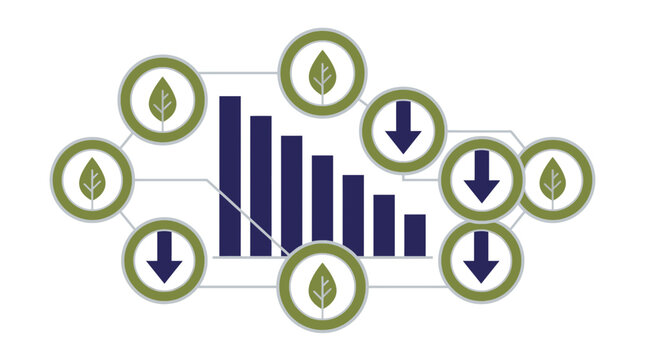 Green Initiative Decline Chart with Falling Arrows