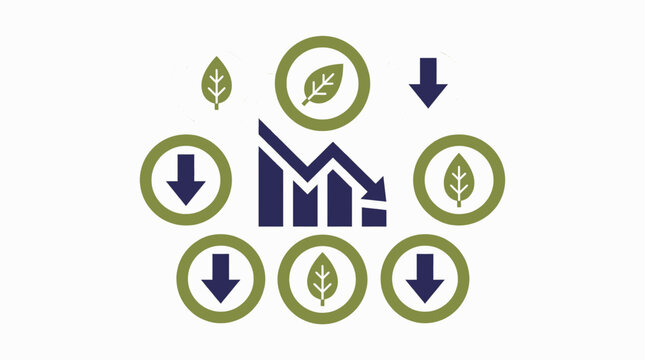Decreasing Business Graph with Leaf Icons