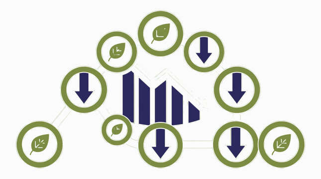 Green Trend Downward Chart with Leaf Icons