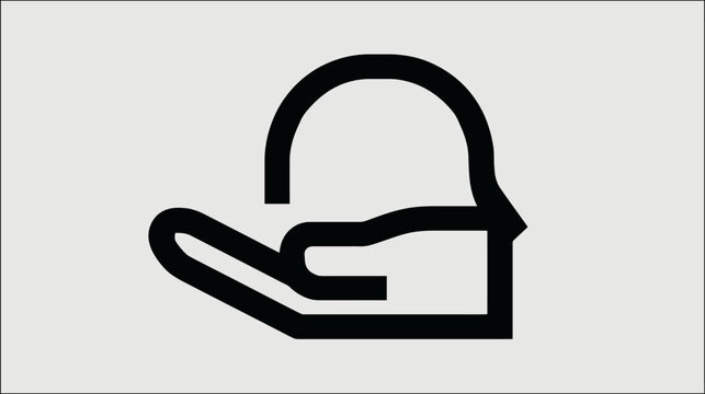 Care and support icon with a hand lifting a head, symbolizing mental health, empathy, well-being, community help, and humanitarian aid.