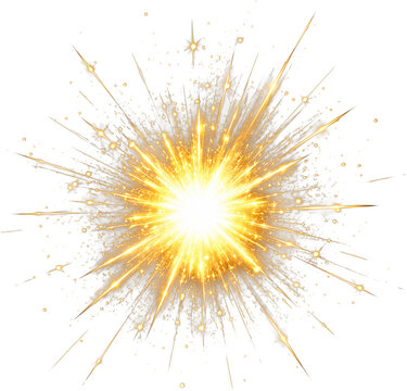 Golden Light Explosion Effect Isolated on Transparent Background