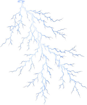 Electric Blue Lightning Bolt Effect Isolated on Transparent Background